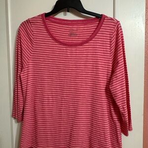 Talbots Two Toned Pink Striped 3/4 Sleeve Top